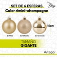 thumbnail image 2 of Esferas para árbol de navidad Artego extra grandes de 15 cm de diámetro paq 6 esferas  Champagne Línea SKY 3 diversos acabados navideños Mate, brillantes, cromadas para colgar Christmas ornaments, 2 of 7