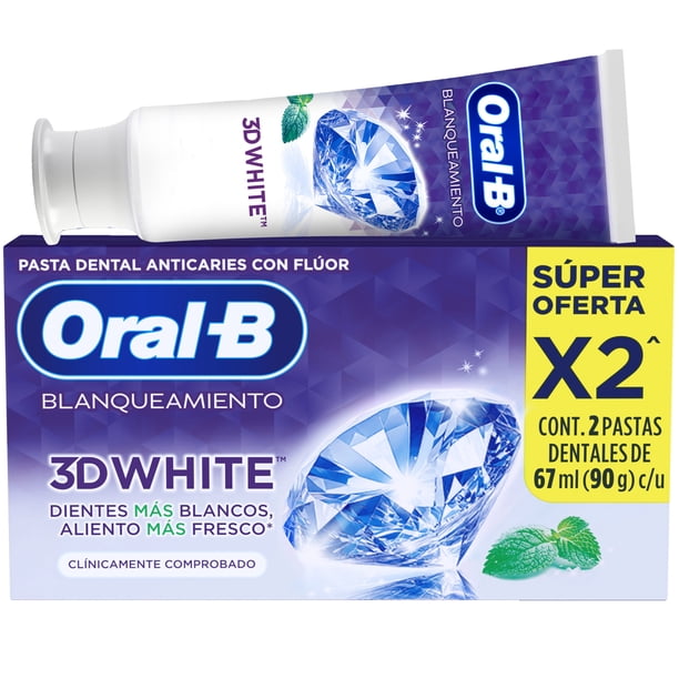 Pasta Dental Oral-B 3D White Blanqueadora, 2 pzas de 67 ml