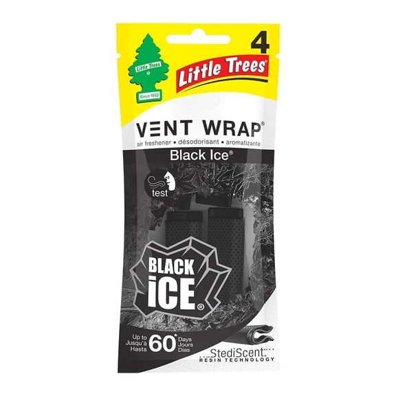 Aromatizante Para Auto Little Trees Vent wrap Black Ice pack de 4 piezas