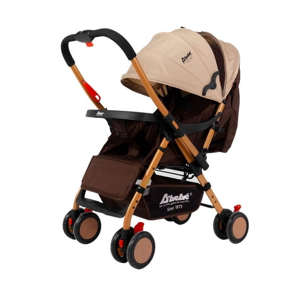 The Baby Shop Carriola Reversible Beige C/ Charola 3 Reclinado Toldo Plegable