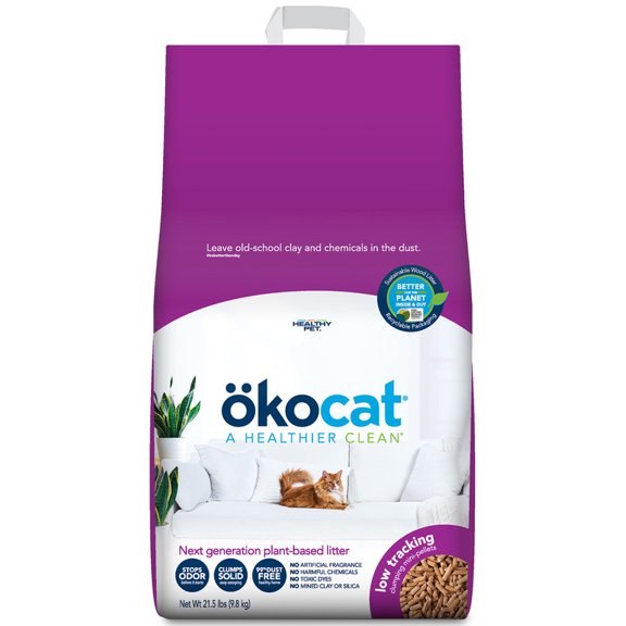 Arena para gatos Okocat Low Tracking Large, aglomerante, pellets, 9.8 kg
