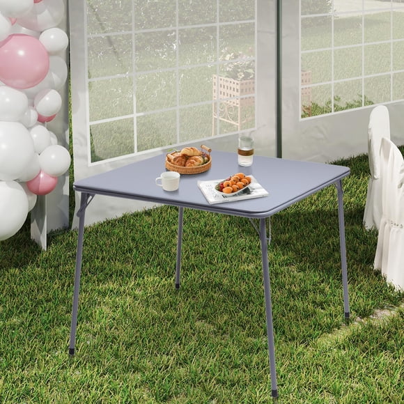 HOMYLIN Mesa Plegable de Patio, Mesa de Campismo Cuadrada Impermeable y portátil 86X86Cm Mesa de Picnic Cuadrada Plegable Portátil para Camping, Partido,Exterior, Gris