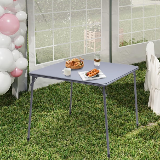 HOMYLIN Mesa Plegable de Patio, Mesa de Campismo Cuadrada Impermeable y portátil 86X86Cm Mesa de Picnic Cuadrada Plegable Portátil para Camping, Partido,Exterior, Gris