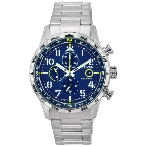 Citizen Pilot Stainless Steel Blue Dial Chronograph Eco-Drive CA0790-83L 100M Men's Watch