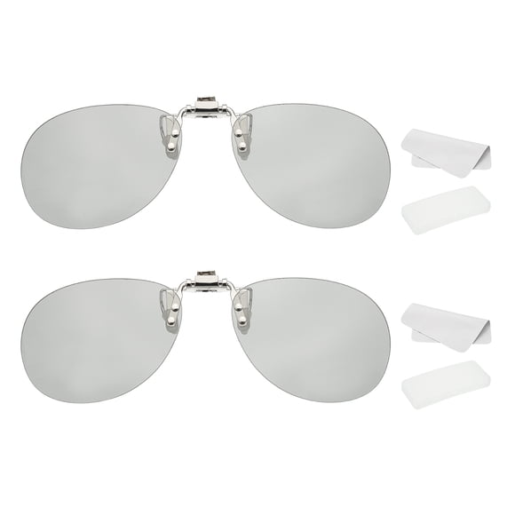 Uxcell 2 sets de gafas 3D con clip polarizadas, marcos de gafas 3D circulares pasivos con estuche de vidrio y paño para gafas para películas RealD, teatro, juegos y TV (clip de metal mejorado)