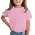 thumbnail image 1 of Camisetas de Cuello Redondo para Niñas - Camisetas de Manga Corta con Corazón de Pedrería, Tops Ligeros Casuales de Verano Rosas 9 Años, 1 of 8