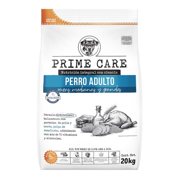 Alimento para Perro Prime Care Adultos Raza Medianas y Grandes 20kg