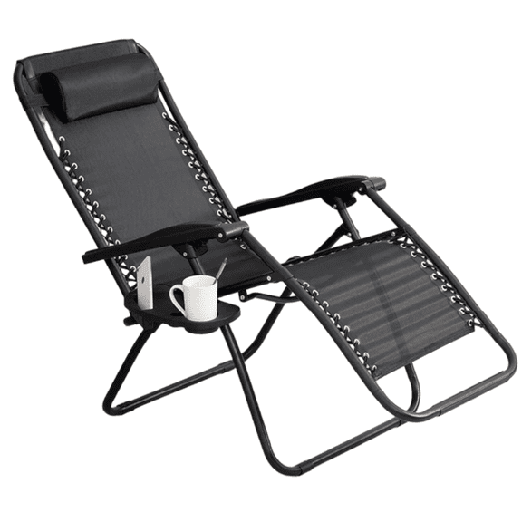 Silla Camastro CJR Reclinable Gravedad 0 Plegable Jardin Playa negro