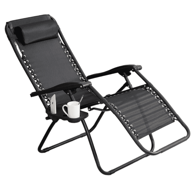 Silla Camastro CJR Reclinable Gravedad 0 Plegable Jardin Playa negro