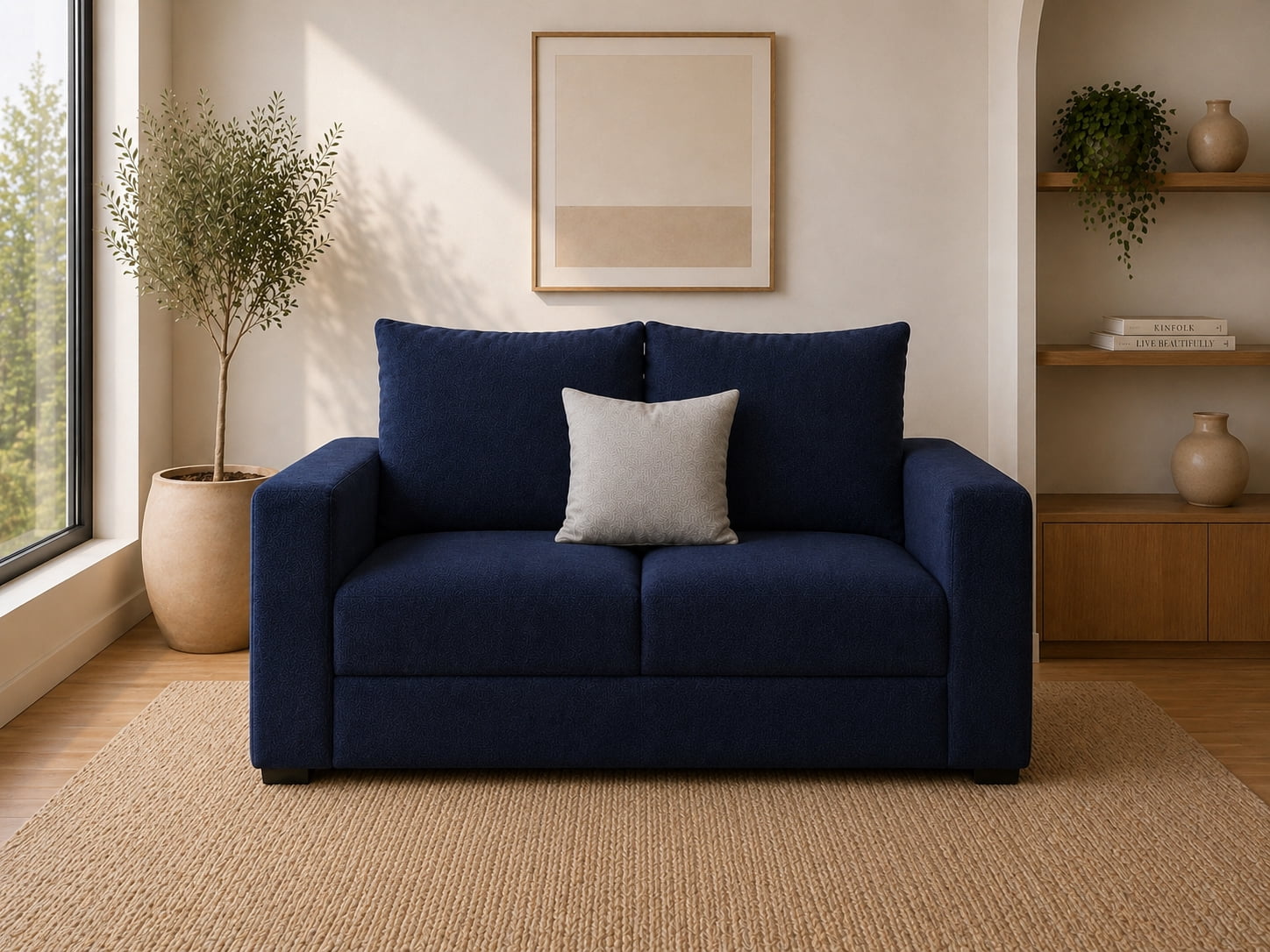 Love seat El Bazar Store Miami Lino Azul marino 2 plazas, Modular, Moderno, Sala