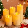 thumbnail image 1 of Velas Sin Llama, Velas a Pilas, Velas Led de Pilar, Velas Artificiales (Juego de 5 Piezas con Llama Realista para Navidad y Otras Festividades)., 1 of 6