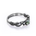 thumbnail image 3 of JeenMata Anillo de Compromiso Victoriano con 7 Piedras de 1,75 ct, Ágata Verde Musgo y Moissanita en Baño de Oro Negro de 18 K sobre Plata, 3 of 6