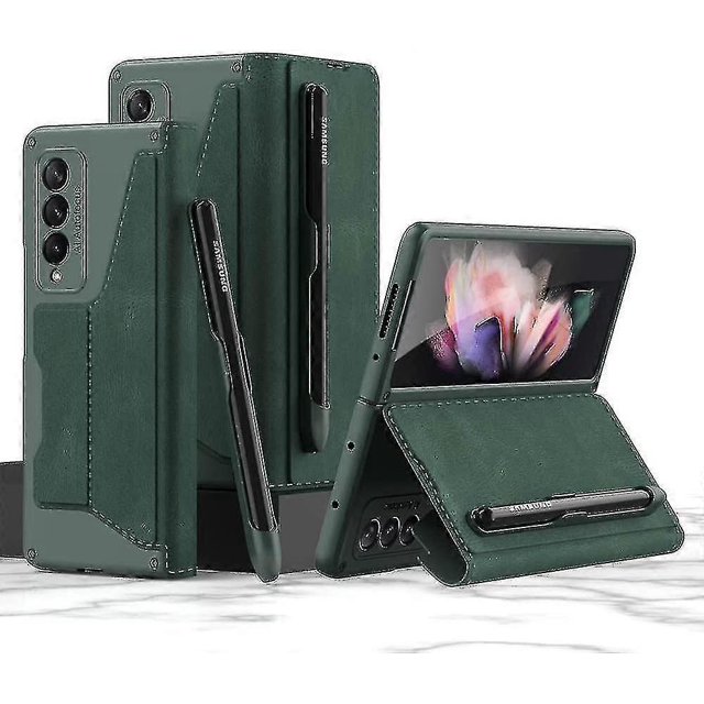 Case Compatible With Samsung Z Fold 3 5g, Folding Protective Cover With S Pen Holder
