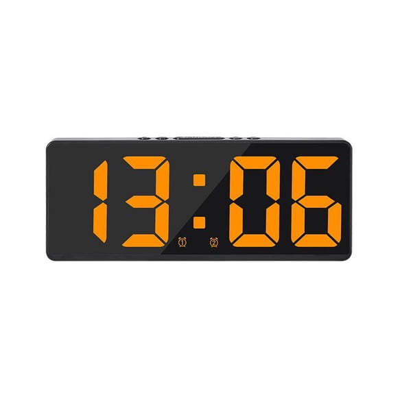 Despertador electrónico, pantalla LED USB con 2 alarmas con atenuador de repetición Brillo Modo de brillo 5 para personas mayores Oficina en Naranja Sunnimix Despertador