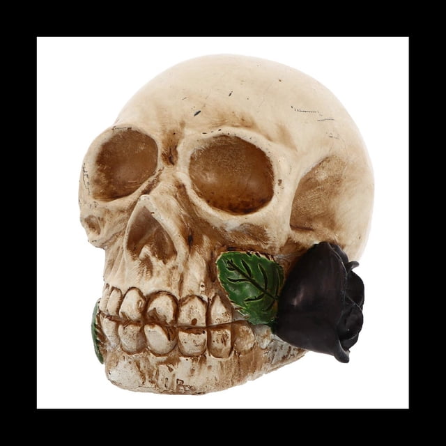 DecoracióN del Hogar Halloween Calavera Estatua Luz LED DíA de Muertos Flor Calavera Estatuilla Luz de Noche Resina Horror Calavera Prop A
