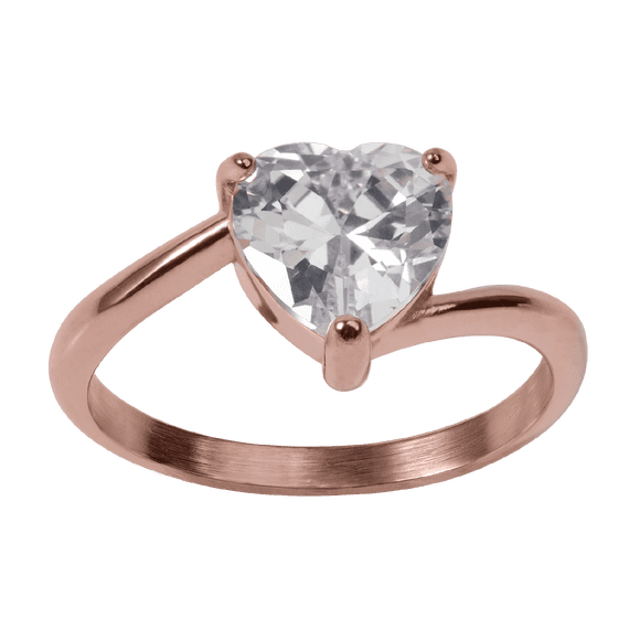 LuckyLy Anillos de Mujer de Compromiso y Promesa, Acero Inoxidable y Zirconia Cúbica de Corazón – Joyería ideal como Regalos para Mujer Navidad, San Valentín y Regalos para Mamá, Modelo Aida rosa 8