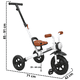 thumbnail image 5 of Triciclo 3 en 1 para Niños con Bastón, Bici y Bicicleta de Balance Plegable Torreta con Luz Soporta hasta 25 kg -  Blanco, 5 of 8