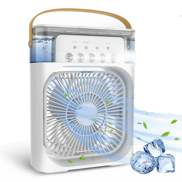 Enfriador de aire Zinker 600ml ventilador Evaporativo Portatil LED con 6 aspersores