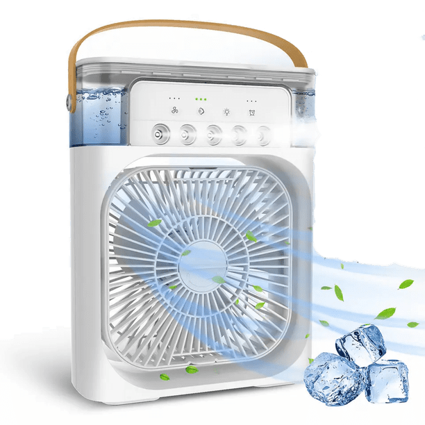Enfriador de aire Zinker 600ml ventilador Evaporativo Portatil LED con 6 aspersores