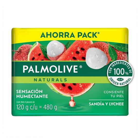 Jabón de Baño Palmolive Naturals Sensación Humectante Sandía y Lychee 4 x 120 g