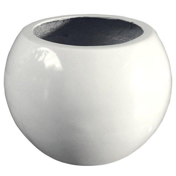 Maceta de Fibra de Vidrio Mod. Esfera Chica Blanco