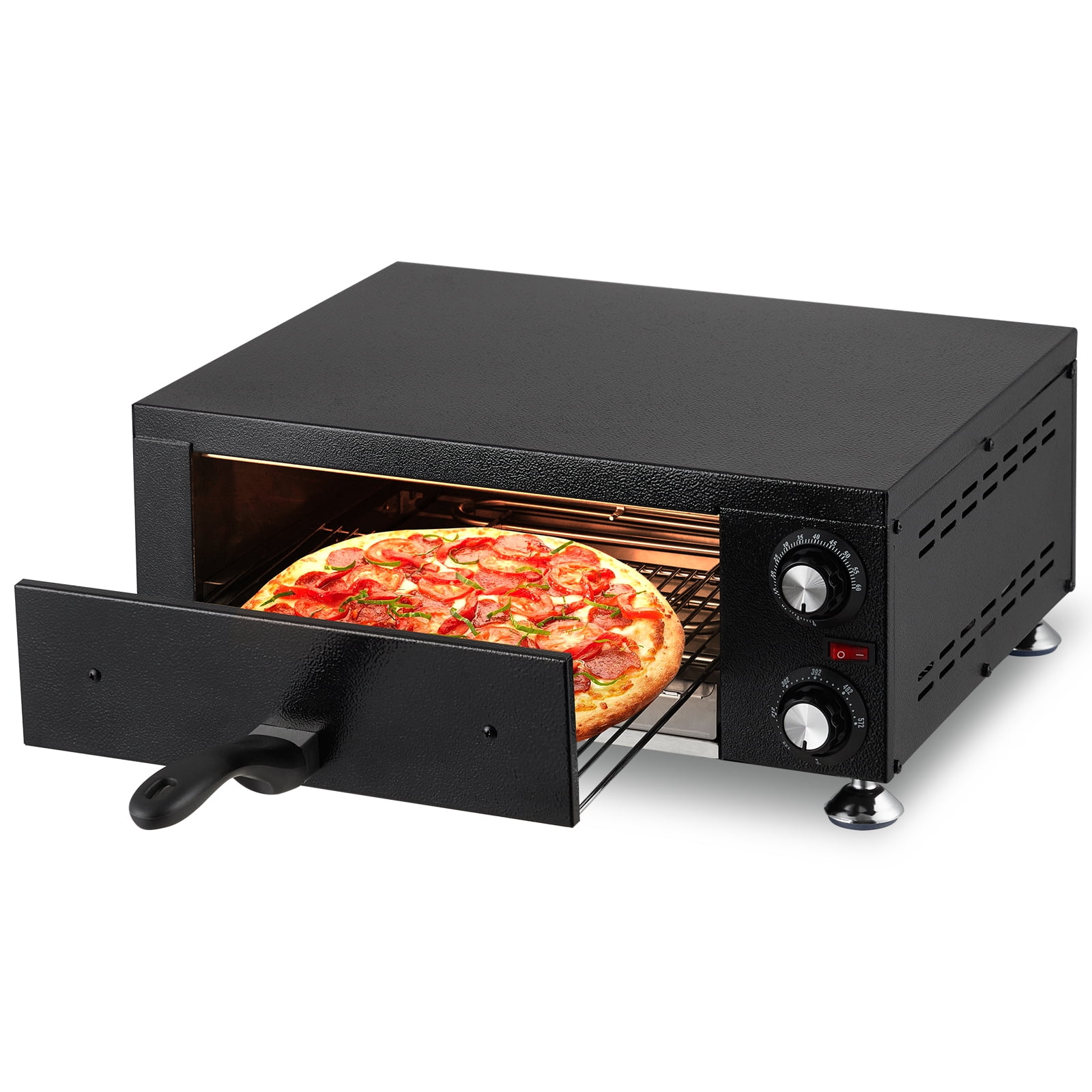 Horno eléctrico para pizza de 12'' profesional - Acero inoxidable negro - Temporizador