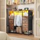 thumbnail image 2 of Cómoda con Perchero para Dormitorio, Mueble Organizador con 10 cajones de Tela Luces LED Estante Abierto, 120x40x130cm, Marron, 2 of 6