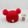 thumbnail image 2 of Lindo gorro de punto para bebé con bordado de doble corazón y doble bola de hilo. Cómodo y acogedor. Gorro cálido y abrigado para bebés., 2 of 5