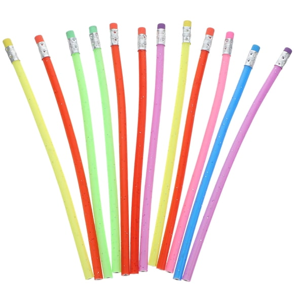 TAILTOSS 12Ud Lápiz Bendable De PVC Ecológico Con Goma Para Uso Escolar Colores Surtidos
