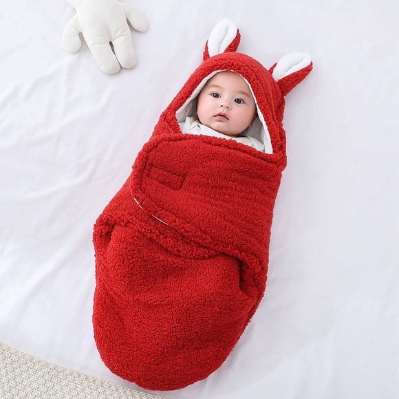 Manta de bebé para envolver, manta de forro polar, bolsa de guardería, suave y cálida, mantas de conejito suaves para recibir, tamaño 0-6 meses para recién nacidos y niños pequeños, edredón grueso