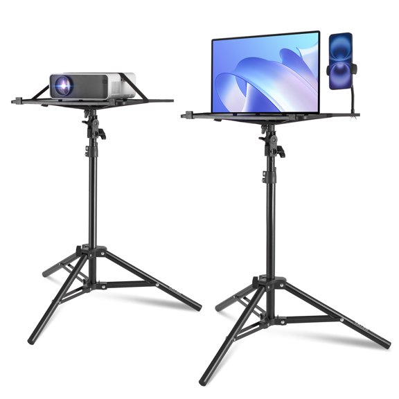 VEVOR Soporte para proyector, soporte de suelo para proyector con altura ajustable de 26,97 a 63 pulgadas, equipo de DJ, soporte para proyector con bandeja, capacidad de carga máxima de 22 libras