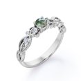 thumbnail image 4 of JeenMata Anillo Compromiso Filigrana Victoriano 7 Piedras 1,75 ct Brillante Redonda Ágata Verde Musgo Veteada Moissanita Baño Oro Blanco 18 K Plata, 4 of 6