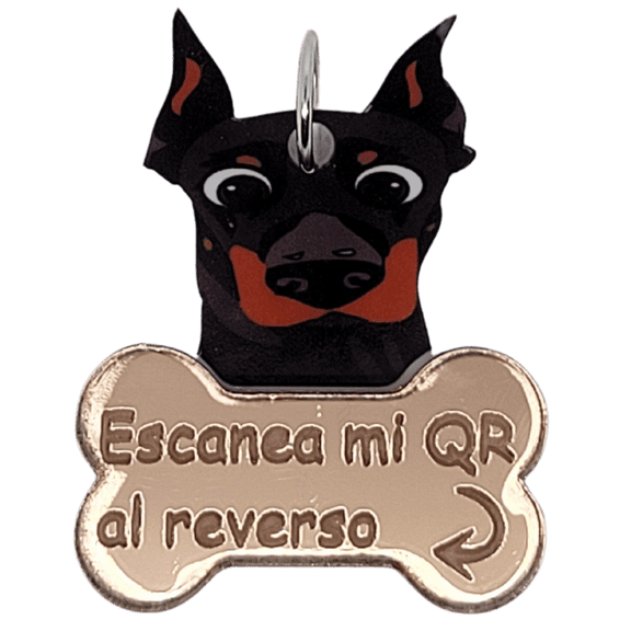 Placa DE identificación inteligente QR para PERRO TQR BY FAKIRGEEK Doberman rosa