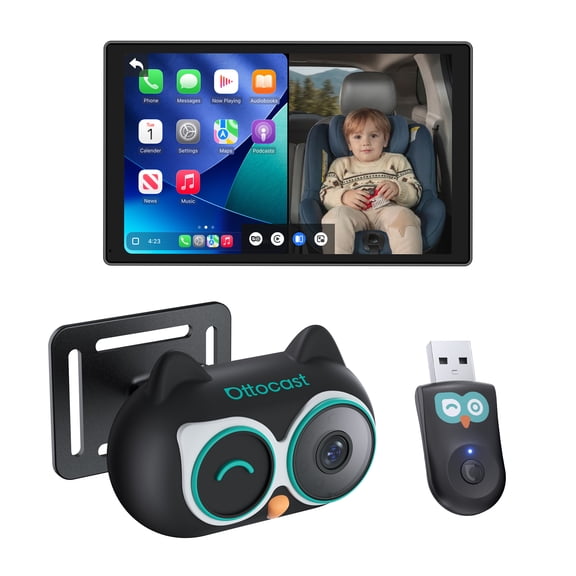 Ottacast CabinCare Adaptador Wireless CarPlay con Cámara HD 1080P para Auto - Monitoreo en Tiempo Real de Bebés y Mascotas