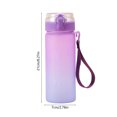 thumbnail image 3 of Botella de agua deportiva de gran gradiente 600ml/800ml | Plástico de PC a prueba de fugas | Tapa abatible de un botón, correa de transporte | Vaso portátil recto para hombres y mujeres | Blanco, 3 of 6