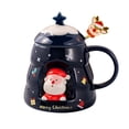 thumbnail image 2 of Taza navideña de cerámica con tapa y cuchara | Taza aislante para chocolate caliente, café o té | Taza para bebidas navideñas para el hogar, la cocina y la oficina., 2 of 7