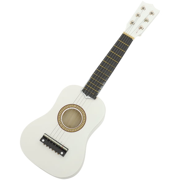 Guitarra acústica de 21 pulgadas, mini guitarra, instrumento musical de madera, artesanía para niños principiantes (blanca)