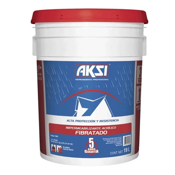 Impermeabilizante Fibratado Aksi Cubeta de 19 L Rojo