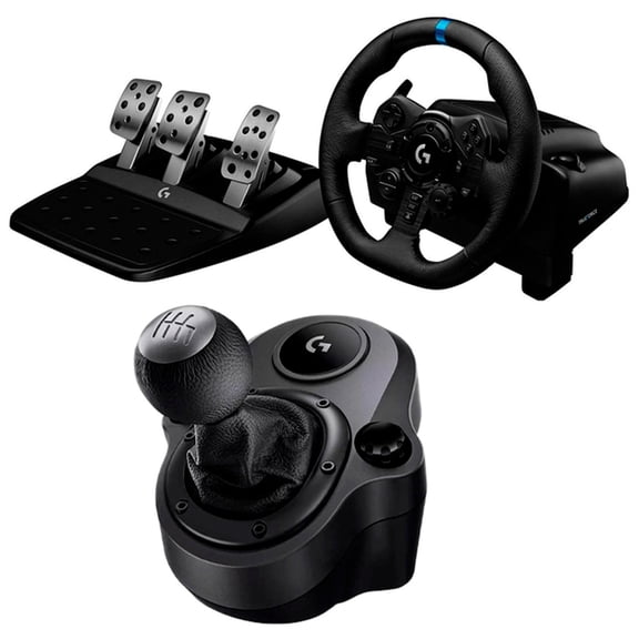 Kit Volante LOGITECH G923 Palanca Pedales Para Consola PLAYSTATION PS4 PS5 PC negro