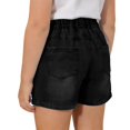 thumbnail image 3 of Shorts de Mezclilla para Niñas, Shorts de Mezclilla para Niños con Cintura Elástica y Cintura Elástica, con Bolsillo, Vacaciones de Verano, Jeans Ligeros Lavados, Negro 13-14 Años, 3 of 7