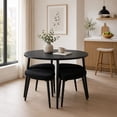 thumbnail image 1 of Mesa de Comedor Redonda de Madera con Bancos Tapizados y Acolchados de Estilo Moderno de Estructura Resistente Ideal para Optimizar Espacios - Mesa 90 cm y 4 Bancos + Kit de Armado, 1 of 8