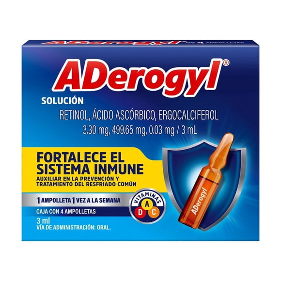Multivitamínico Aderogyl 4 ampolletas de 3 ml