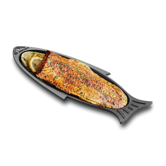 Parrilla y Bandeja de Hierro Fundido Outset Negro para Servir Pescado