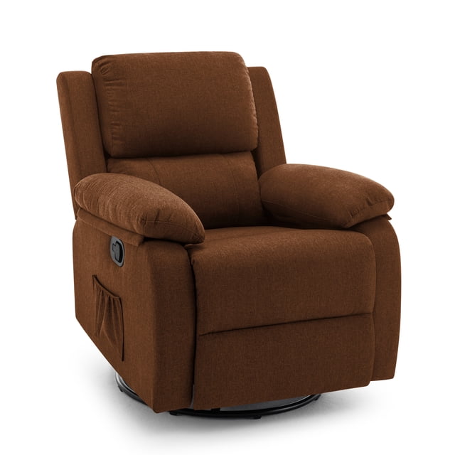 Korser Sillón Reclinable Giratorio 360°Adultos,Mecedora Pequeña Para Espacios Reducidos,Lino,Marrón