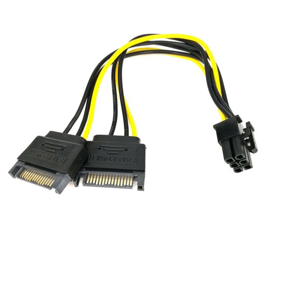 Cable de alimentación para tarjeta gráfica de 20 cm, de SATA de 15 pines macho a PCI-e de 6 pines hembra, para GPU de ordenador