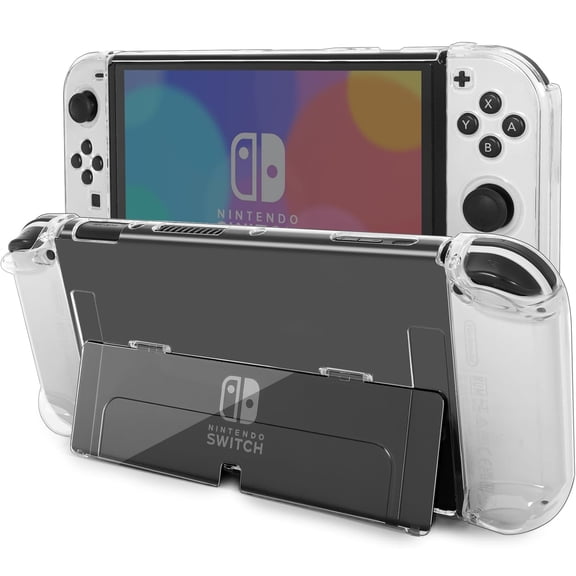 Funda transparente compatible con Switch OLED, funda protectora transparente acoplable para Switch OLED, funda con agarre cómodo, diseño antirrayaduras y amortiguación de impactos