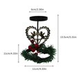 thumbnail image 3 of Candelabro navideño de metal bronce con diseño de reno y corazón | Centro de mesa navideño con corona y frutos rojos | Portavelas de hierro, 3 of 5