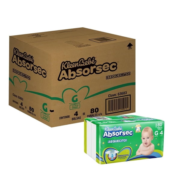Pañales Kleenbebé Absorsec Etapa 4 Unisex 320 piezas