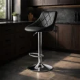thumbnail image 2 of Silla de Bar para Barra de Cocina con Respaldo y Reposapies de Altura Ajustable Banco Giratorio para Bar con Asiento Acolchado Diseño Elegante Negro, 2 of 7