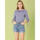thumbnail image 2 of Blusa de lunares Allegra K para mujer de media manga con cuello con volantes Púrpura M, 2 of 6